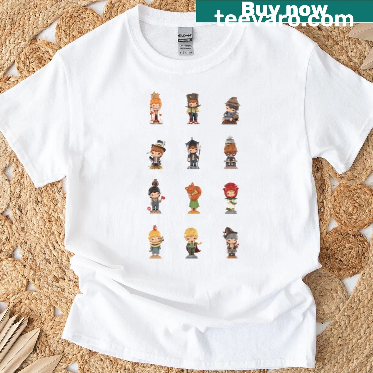 Whimsical illustration inspired by the Petit Prince series on a t-shirt — on a men's t-shirt