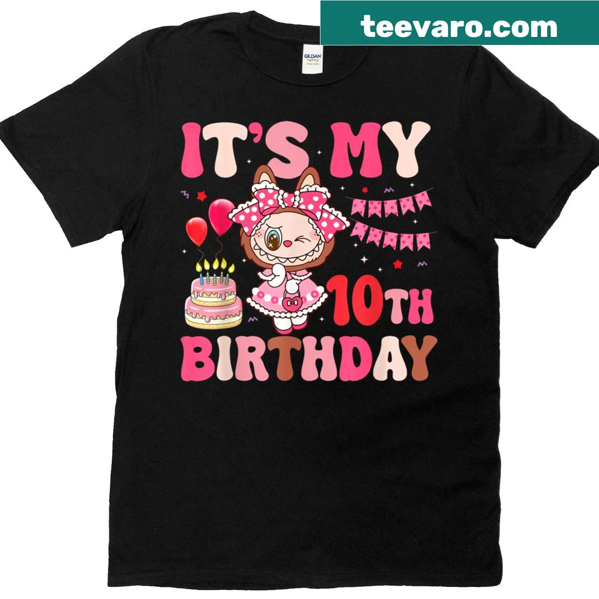 Labubu birthday design for girls turning 10 — on a men's t-shirt