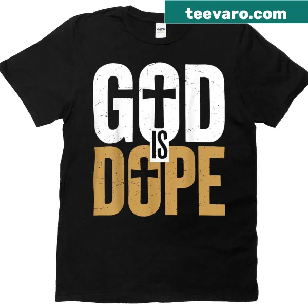 Kids t-shirt with 'God Is Dope' slogan for Christian boys.