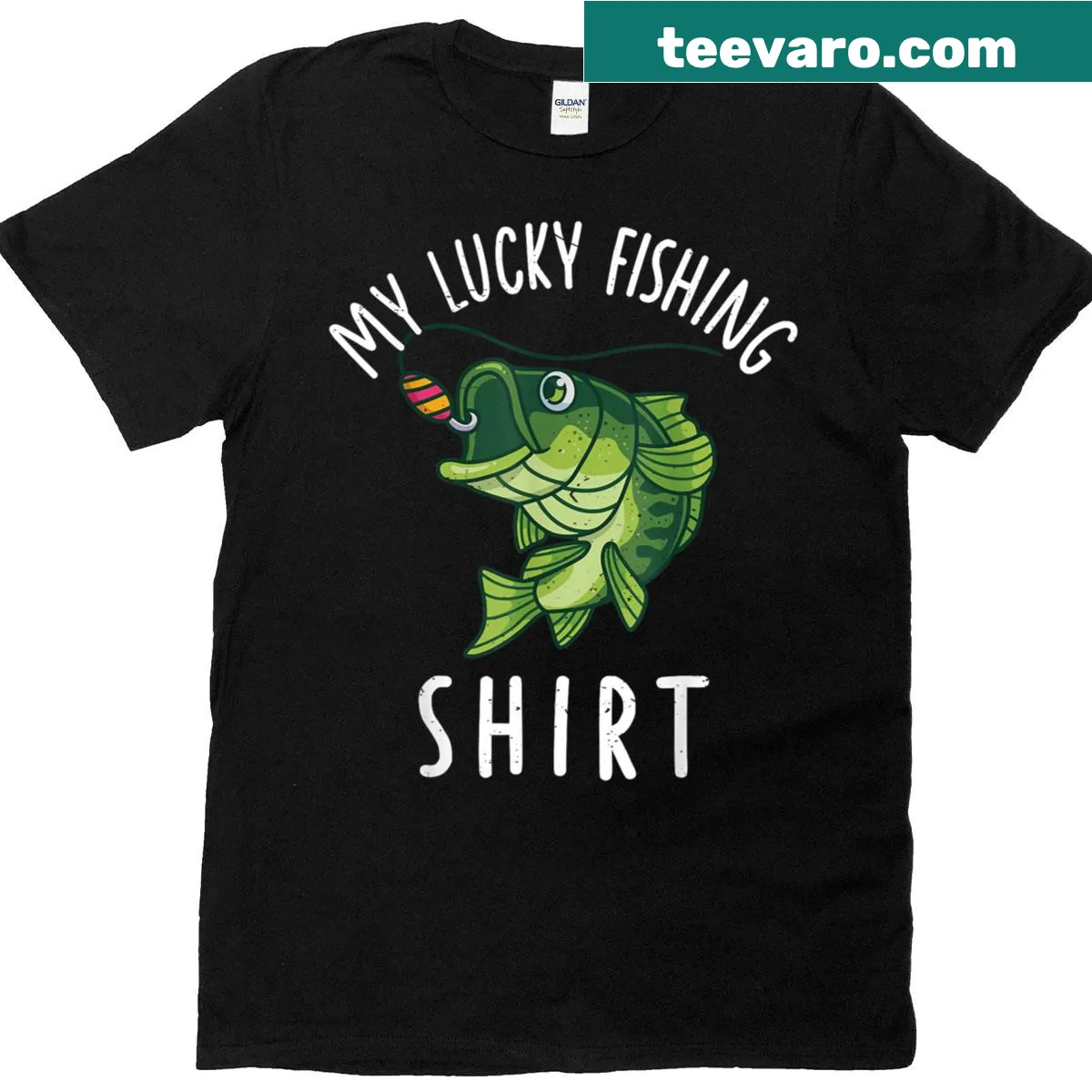 Funny bass fishing t-shirt for kids with dad theme. — on a men's t-shirt