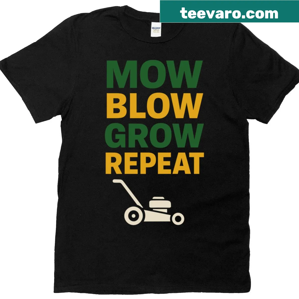 T-shirt for landscapers featuring grass design and Lawn Boss text — on a men's t-shirt