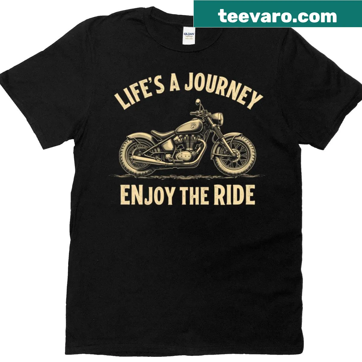 Vintage motorcycle t-shirt with the phrase: Life Is A Journey Enjoy The Ride — on a men's t-shirt