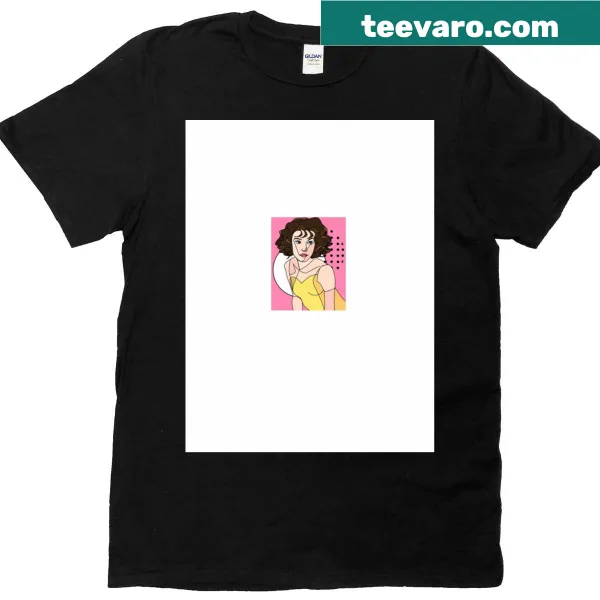 Artistic linework graphic of a girl on a casual t-shirt