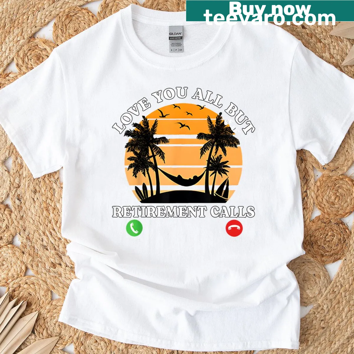 Funny retirement T-shirt with the phrase 'Love You All But Retirement Calls'. — on a men's t-shirt
