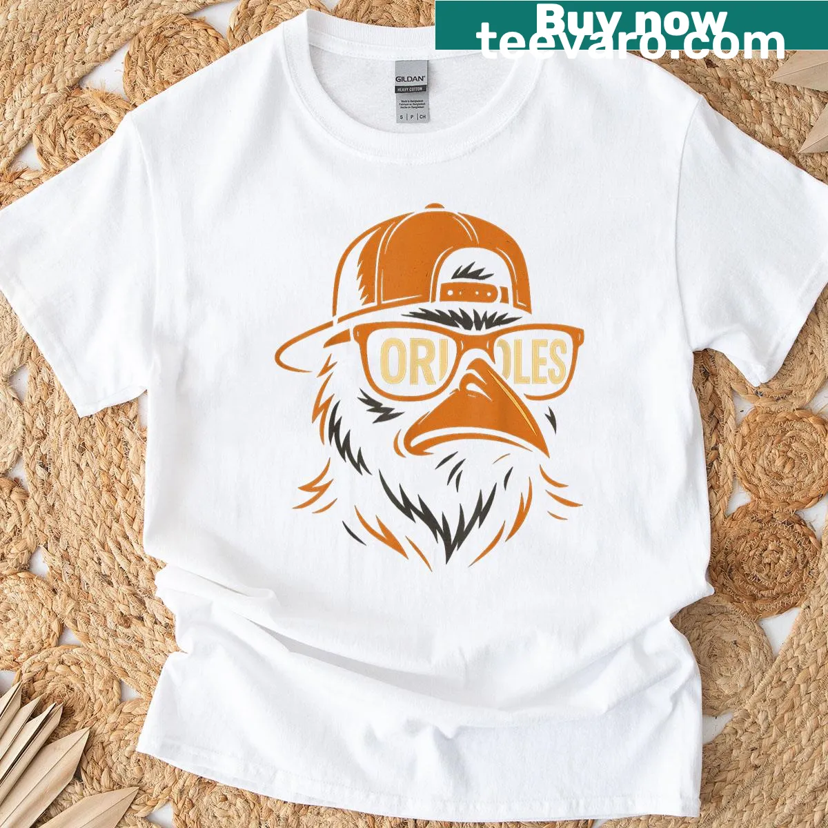 Retro graphic tee with the last name 'Oriole' featuring animal illustrations — on a men's t-shirt