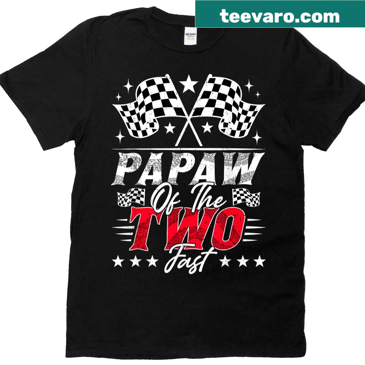Racing car themed Papaw t-shirt for family birthday celebration — on a men's t-shirt
