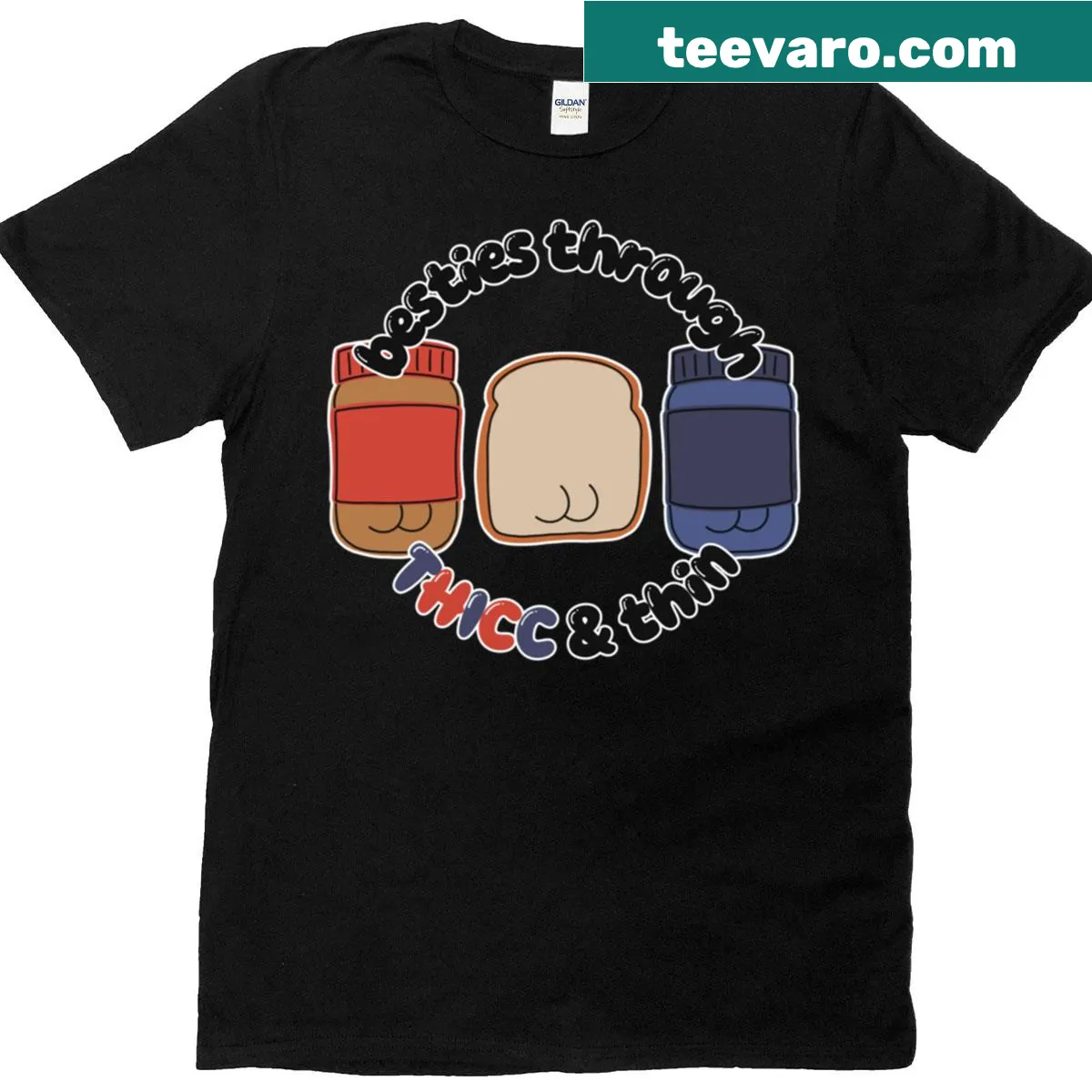 Oversized t-shirt with humorous peanut butter and jelly design — on a men's t-shirt
