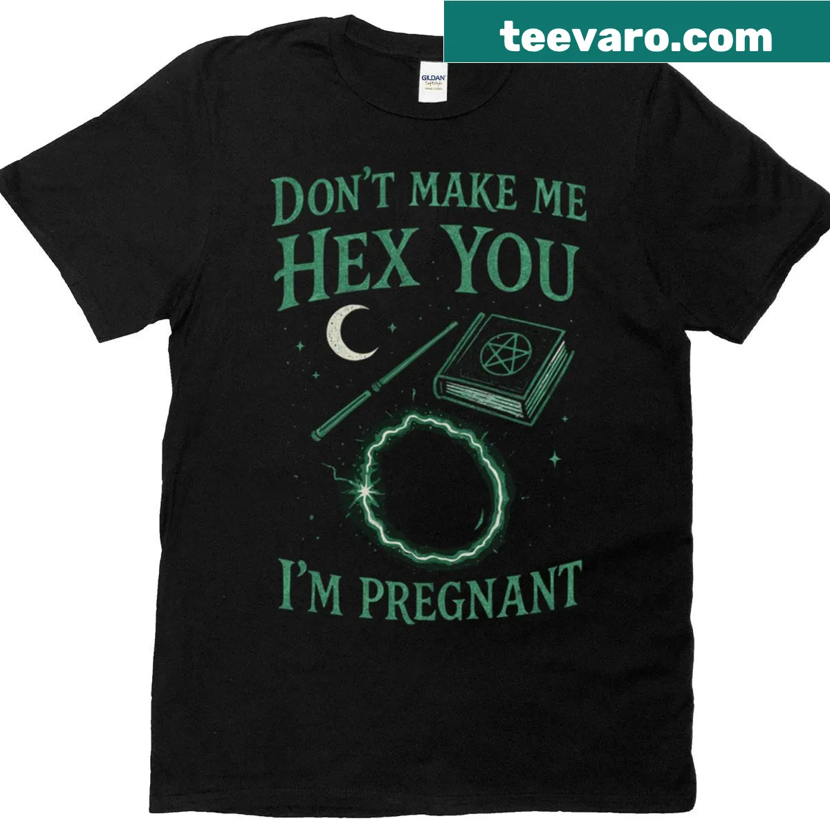 Halloween-themed t-shirt for pregnant mothers with cute pumpkin graphic — on a men's t-shirt