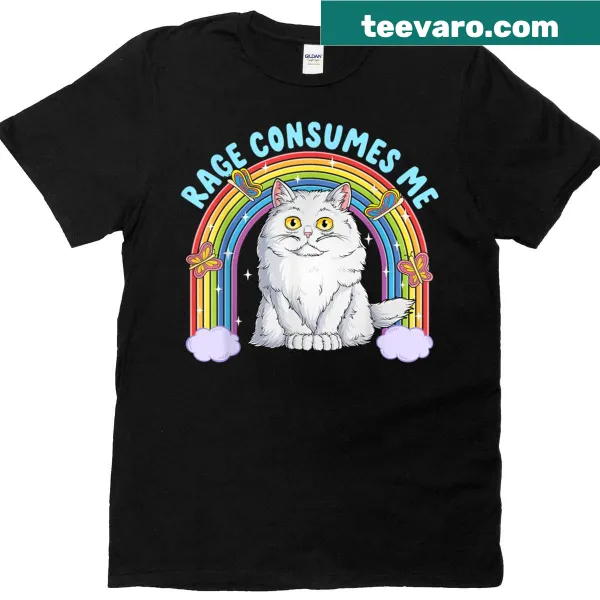 Funny cat meme t-shirt with Rage Consumes Me text