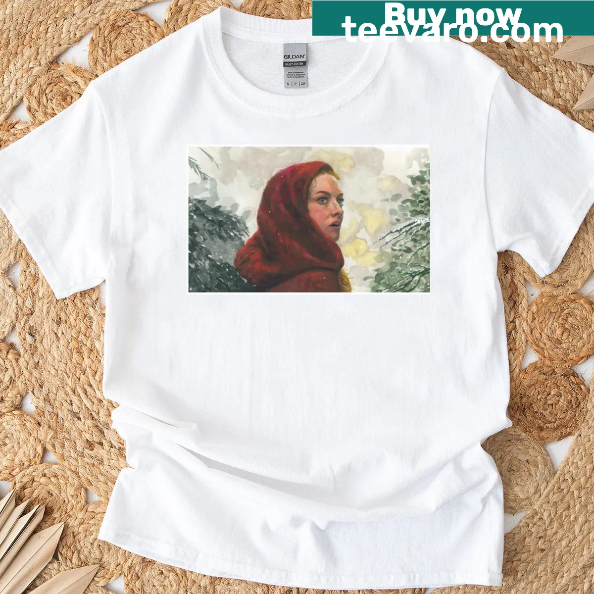 Illustrated Red Riding Hood graphic t-shirt — on a men's t-shirt