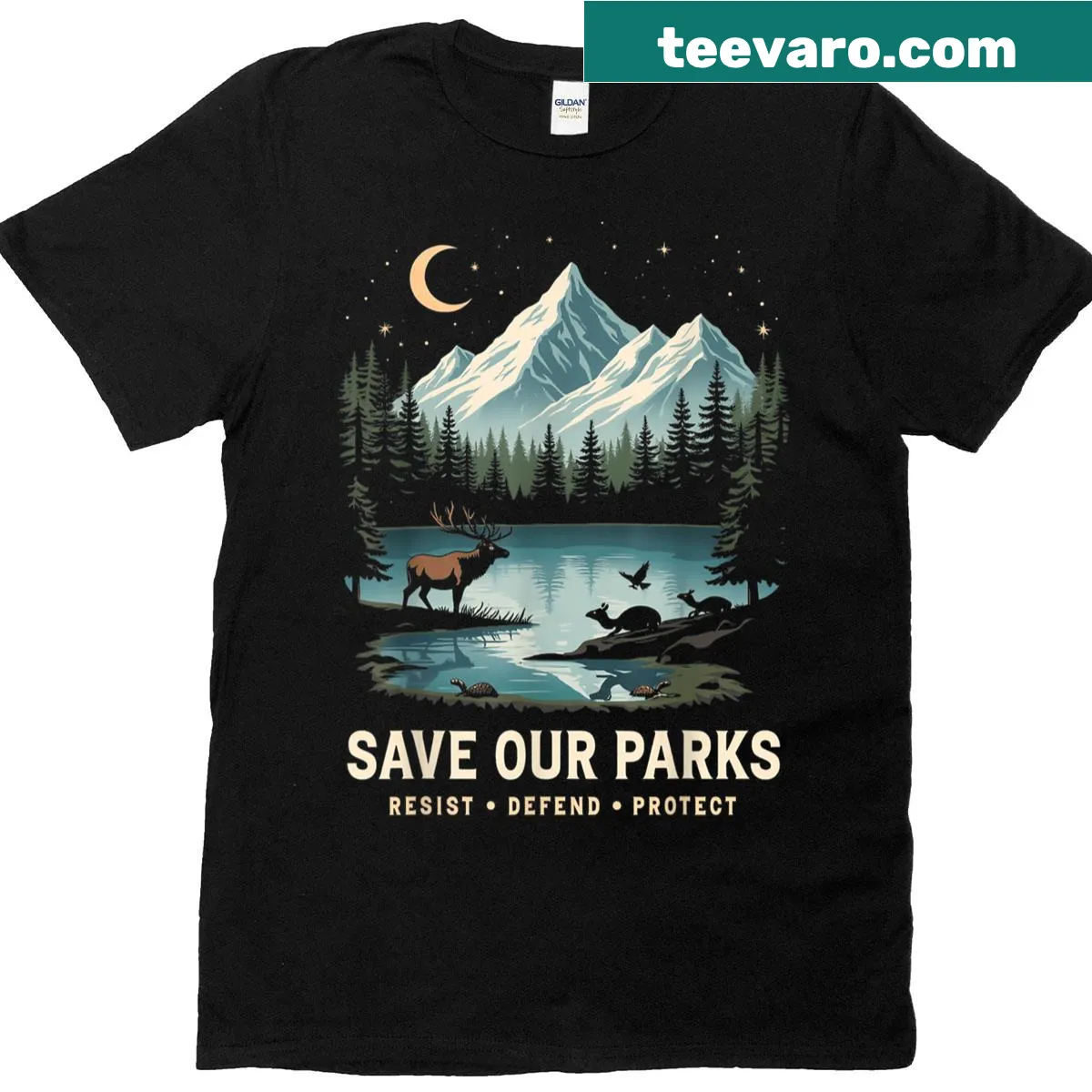 Nature-themed t-shirt promoting park and wildlife preservation — on a men's t-shirt