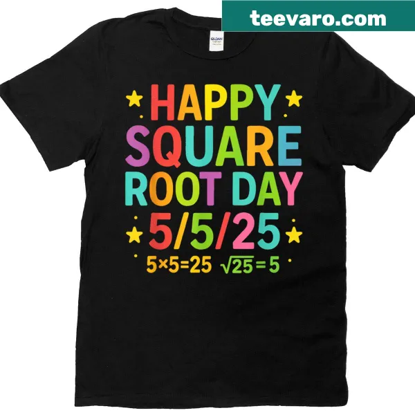 Typography T-shirt celebrating Square Root Day 2025 with playful design