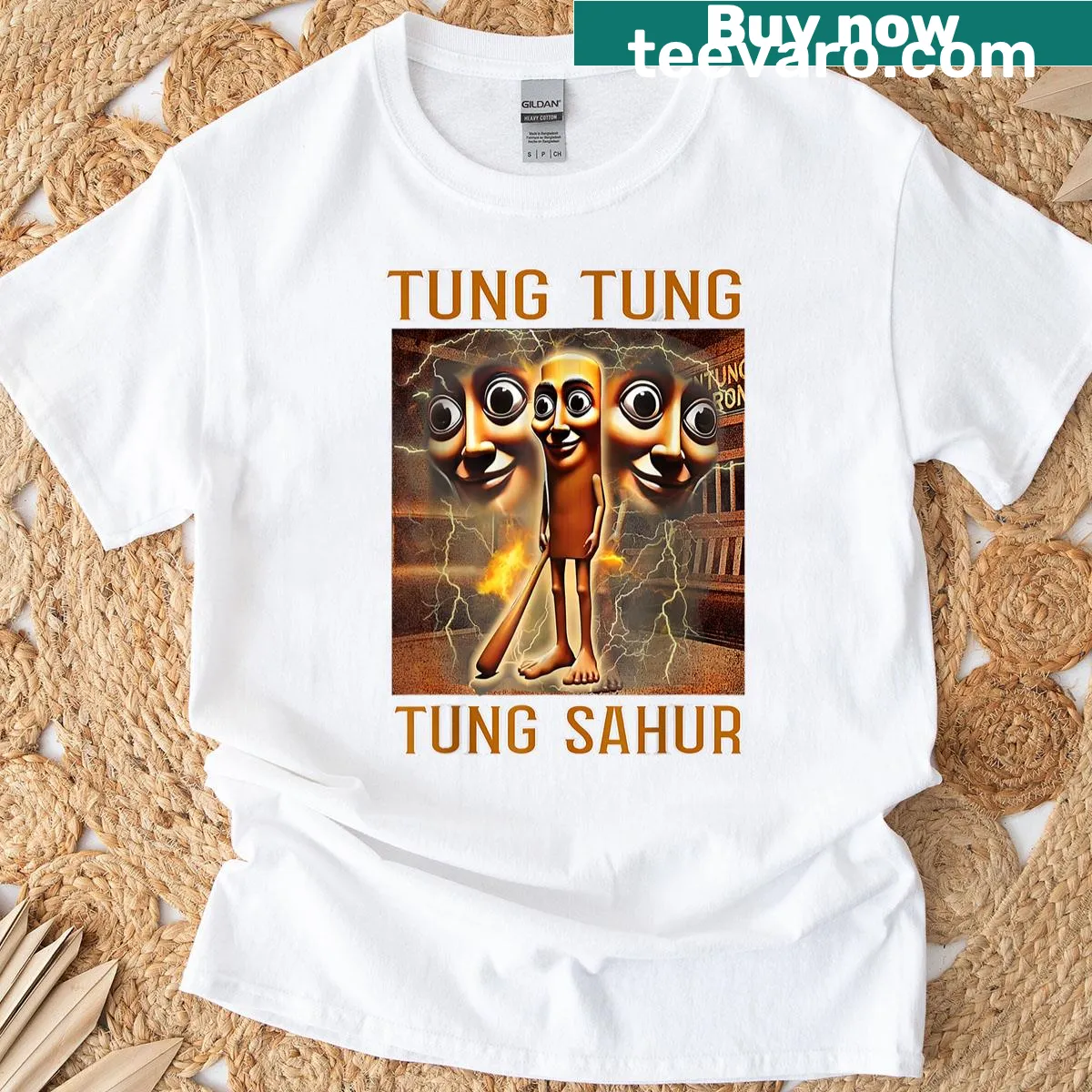 T-shirt featuring Italian Brainrot meme from Tung Tung — on a men's t-shirt