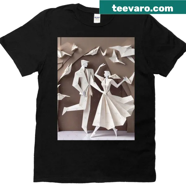 T-shirt with a hand-lettered wedding couple folding art graphic