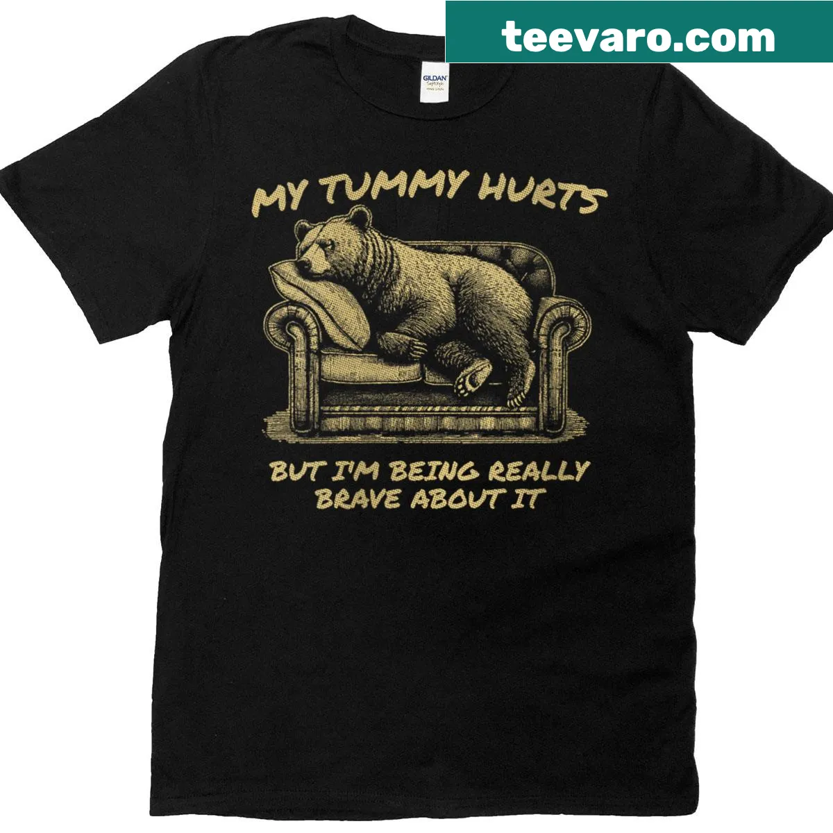Funny bear graphic with meme text on a women’s tee. — on a men's t-shirt