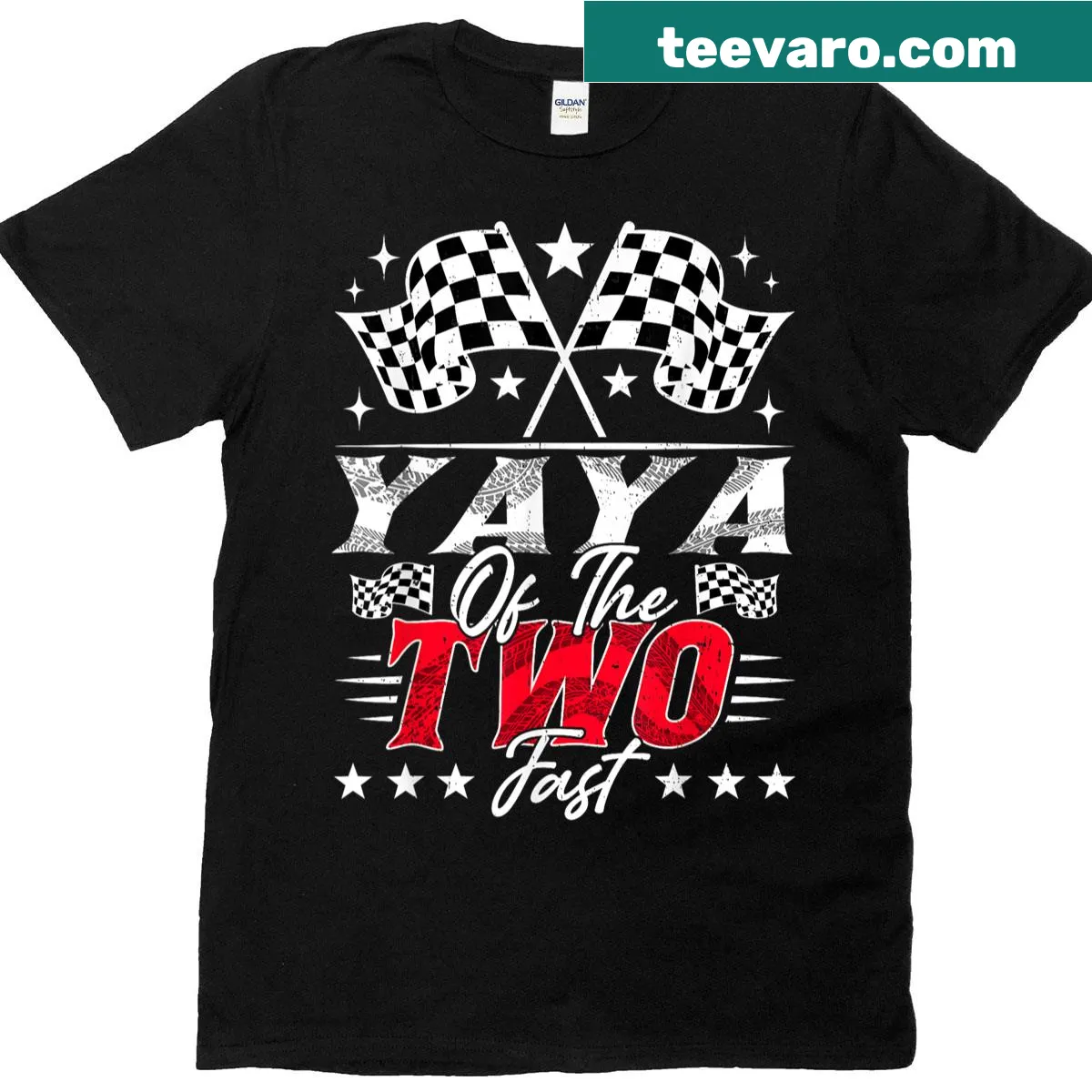 Fun racing car graphic celebrating a birthday for kids — on a men's t-shirt