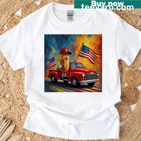 Playful cartoon illustration of peanuts on a premium t-shirt