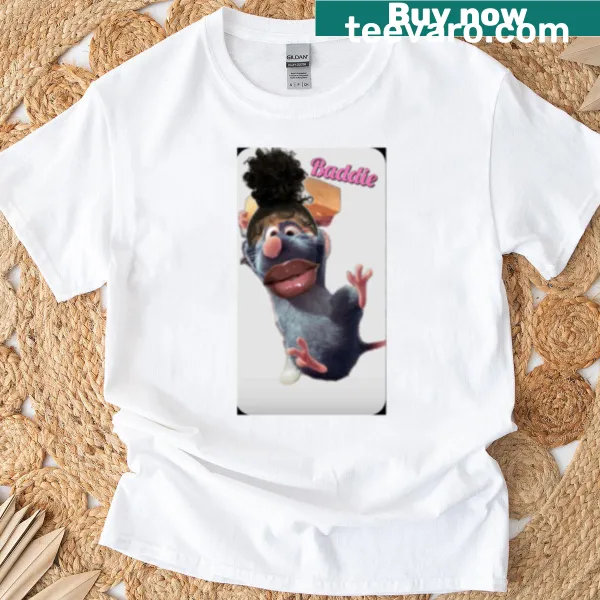 Whimsical illustration of a rat chef inspired by Ratatouille on a premium T-shirt