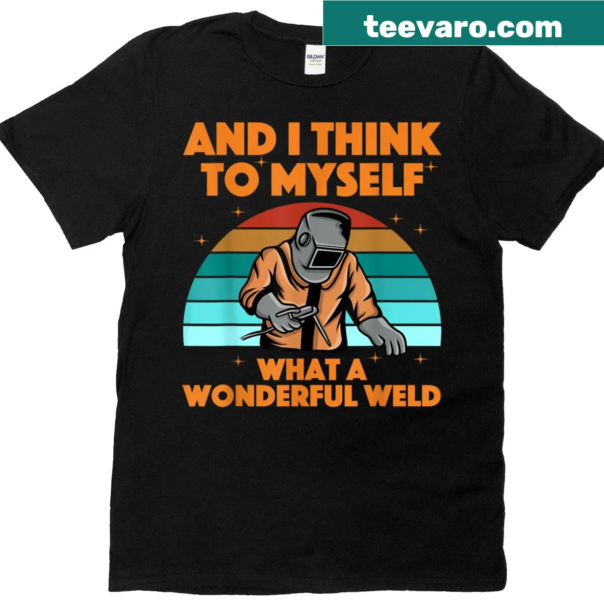 Welding-themed T-shirt featuring MIG welding art for welders — on a men's t-shirt