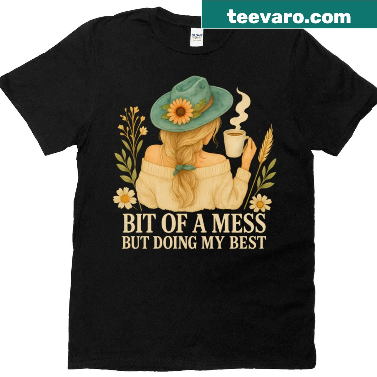 T-shirt with the phrase 'Bit Of A Mess But Doing My Best'. — on a men's t-shirt
