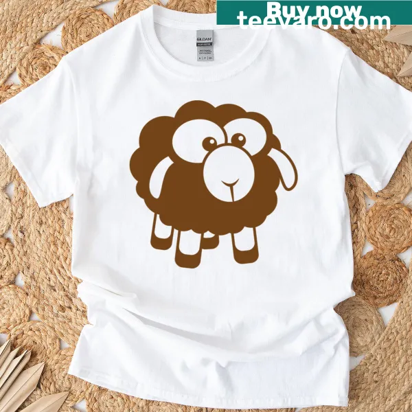 Cute black sheep cartoon graphic on a sweet T-shirt