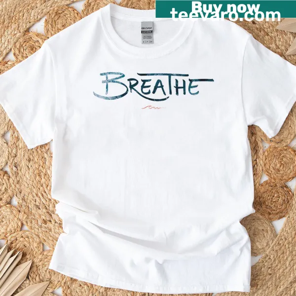 Minimalist T-shirt with the word 'Breathe' in clean typography