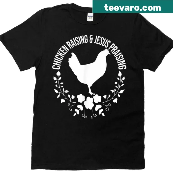 Charming t-shirt featuring chicken raising Jesus illustration