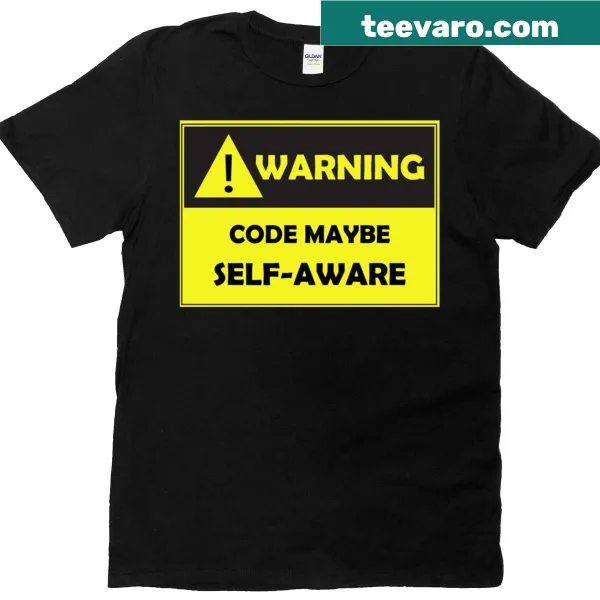 Funny programmer t-shirt with a humorous AI warning message