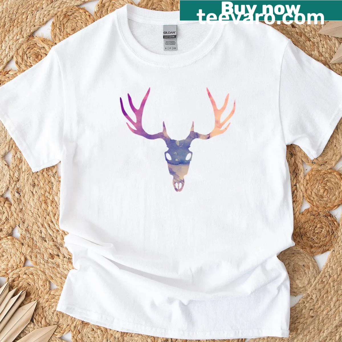 Distressed stag design on a vintage t-shirt. — on a men's t-shirt