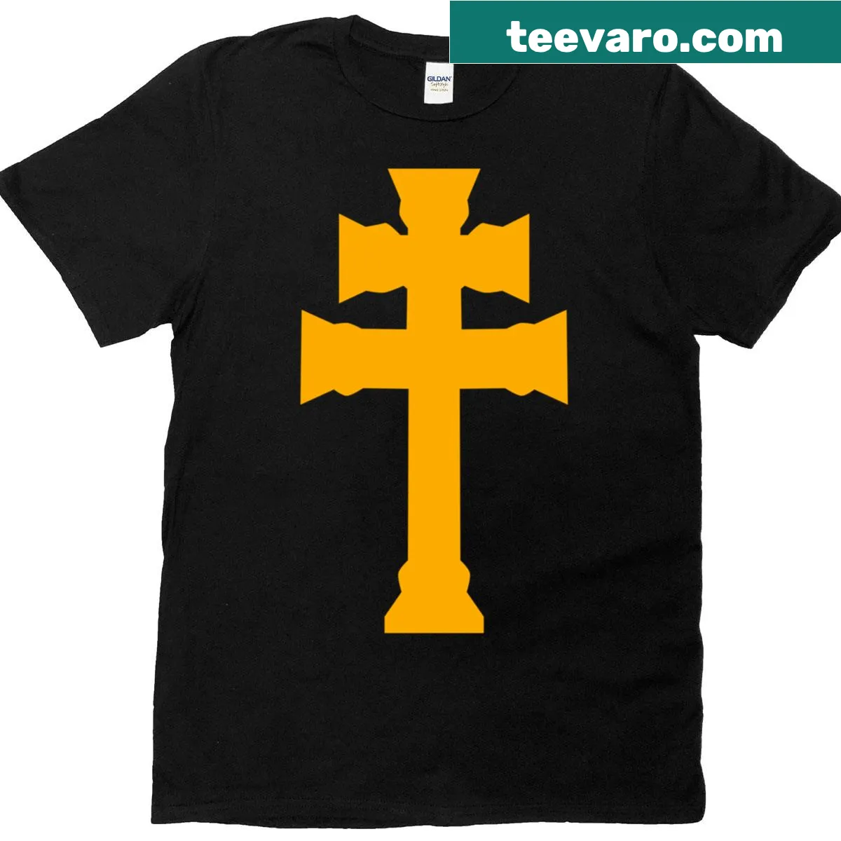 T-shirt featuring the Cross of the Misiones Orientales design — on a men's t-shirt
