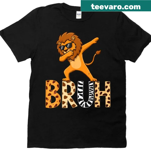 Dabbing lion graphic on a kids t-shirt with a zookeeper theme