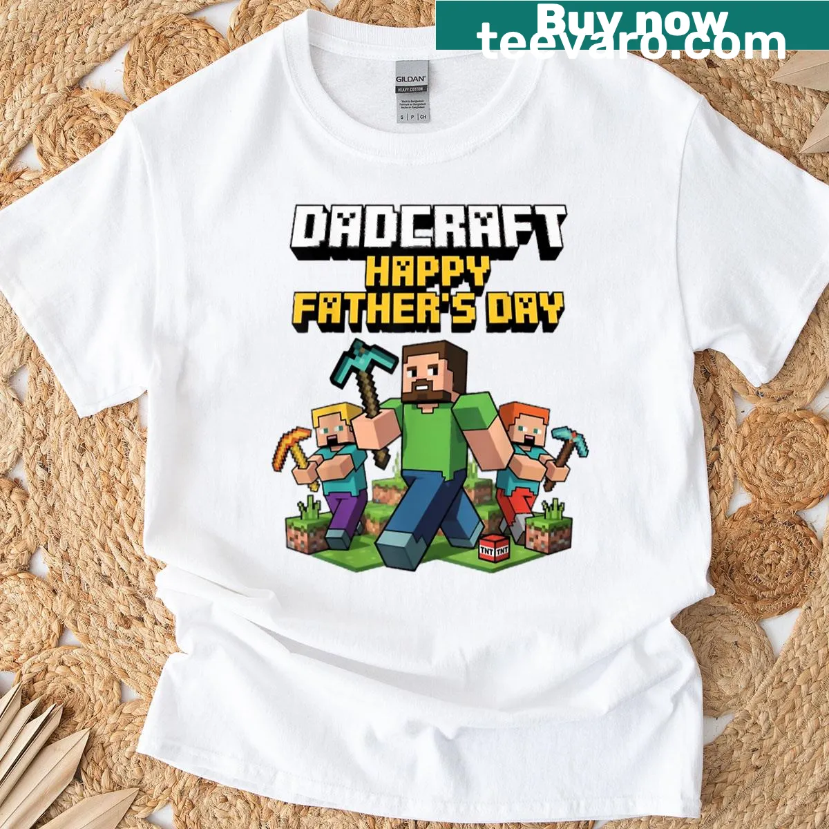Fun Dadcraft Happy Fathers Day Gamer Dad Style T-shirt design — on a men's t-shirt
