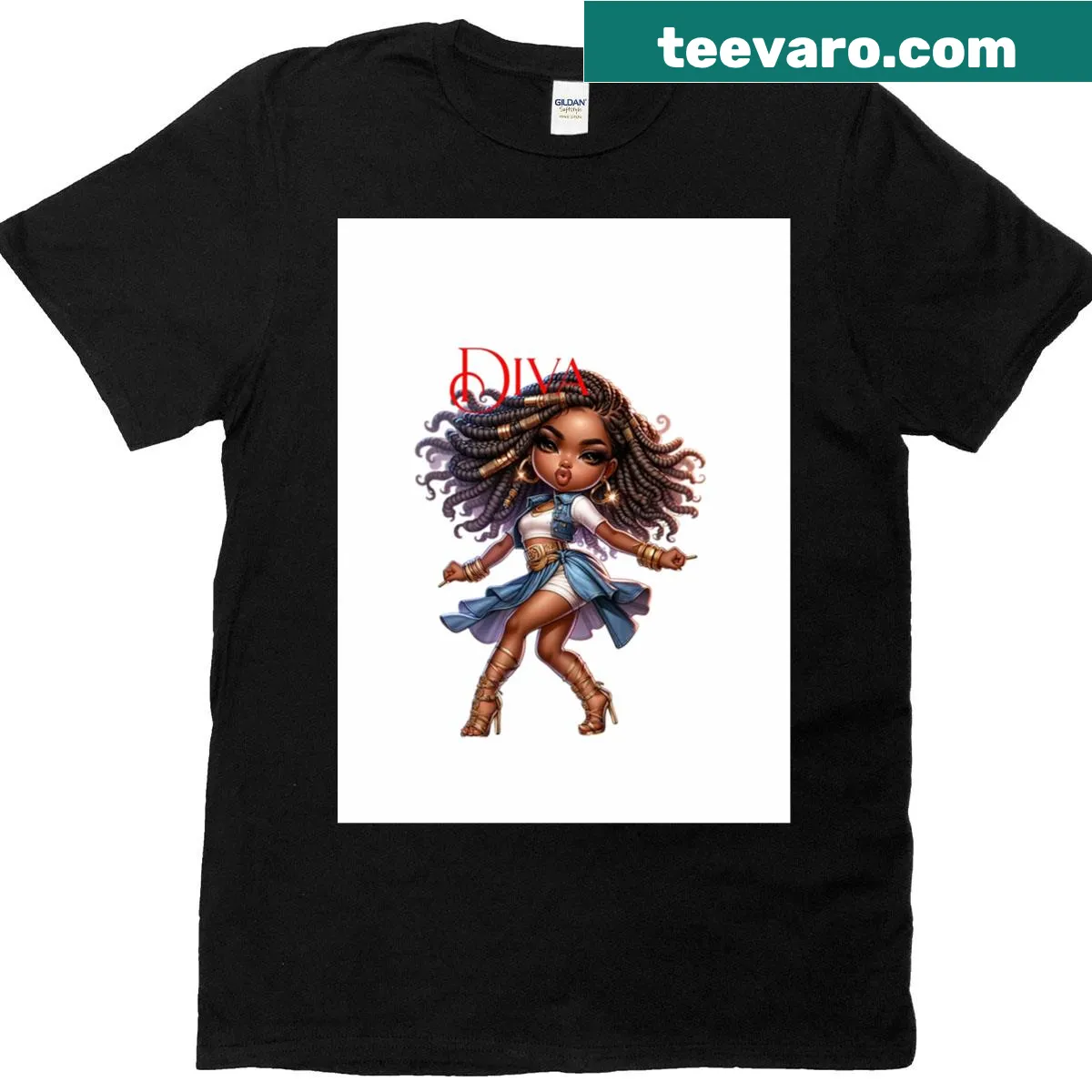 T-shirt featuring a humorous diva-themed graphic — on a men's t-shirt