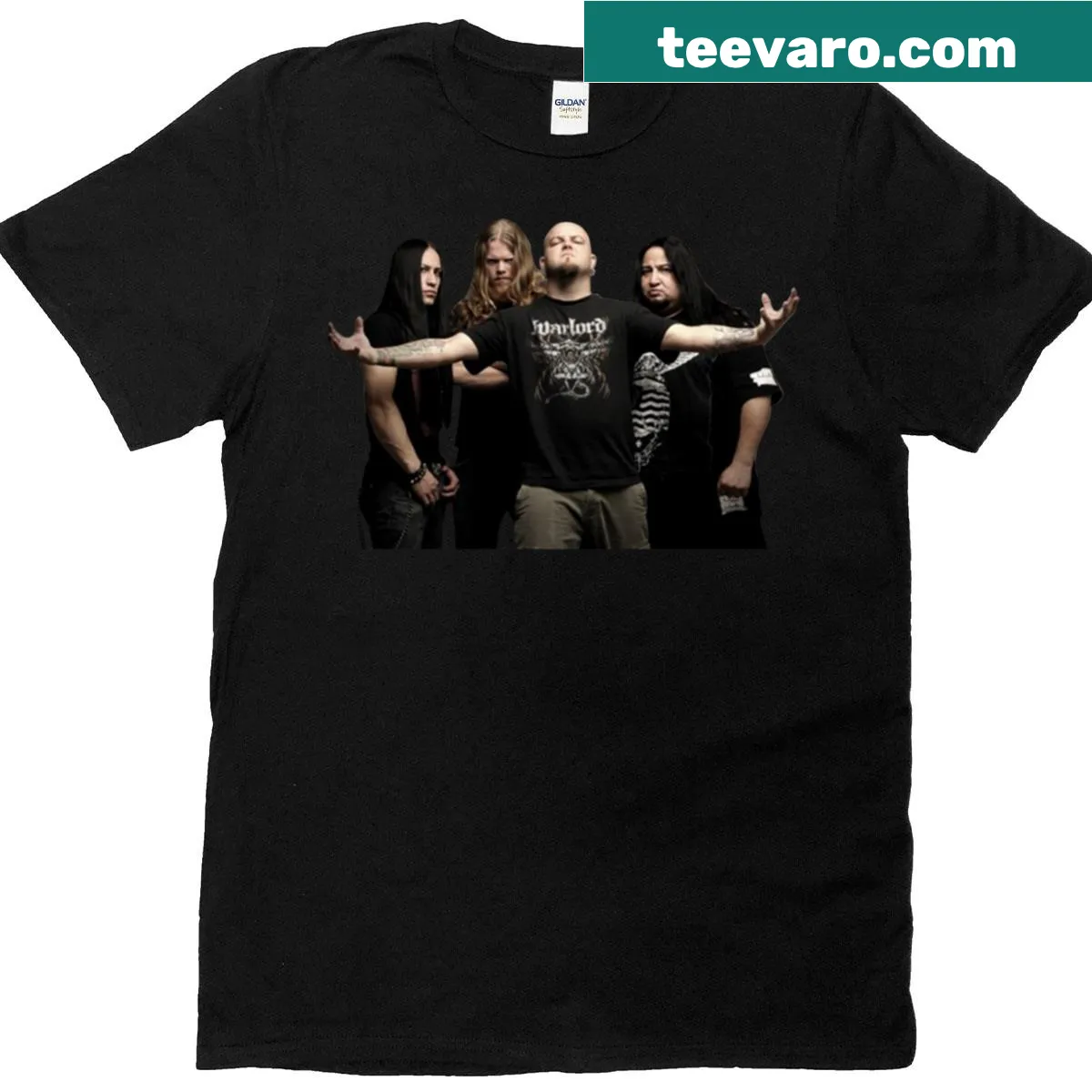 Divine Heresy band T-shirt with logo design — on a men's t-shirt