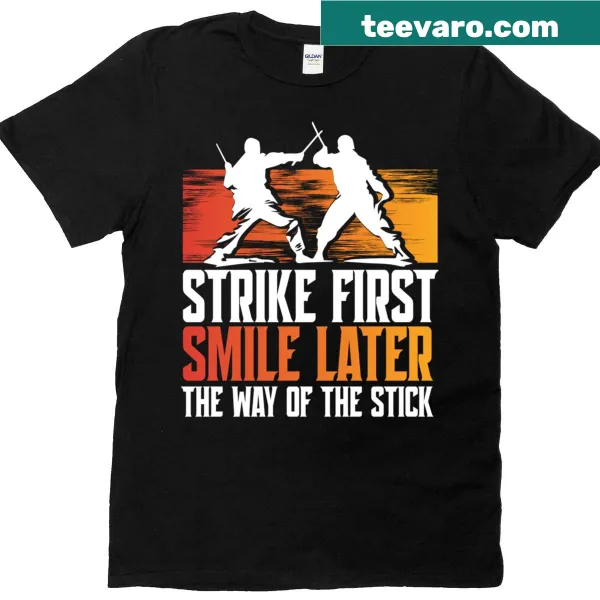 Illustrated martial arts shirt featuring sticks representing Escrima Arnis.