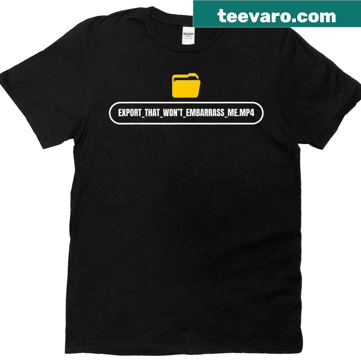 Typography shirt with a humorous statement about film editing and quality. — on a men's t-shirt
