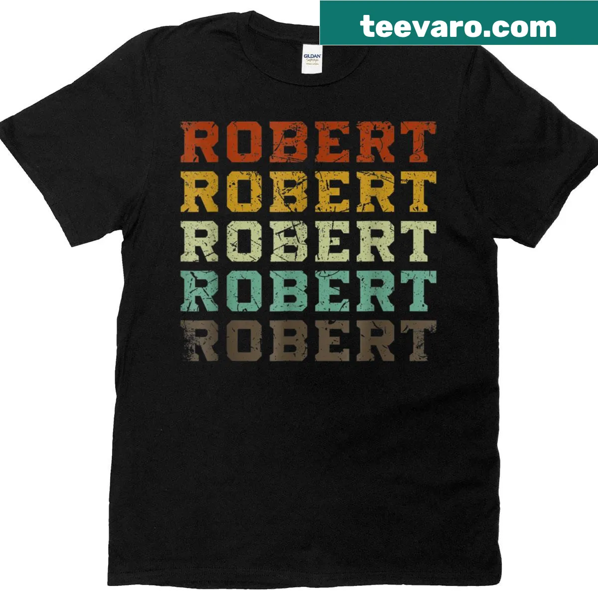 Vintage patterned t-shirt featuring the name Robert in a retro style — on a men's t-shirt