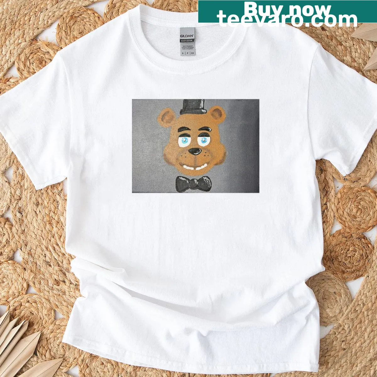 Illustration of Freddy Fazbear from FNAF on a T-shirt — on a men's t-shirt