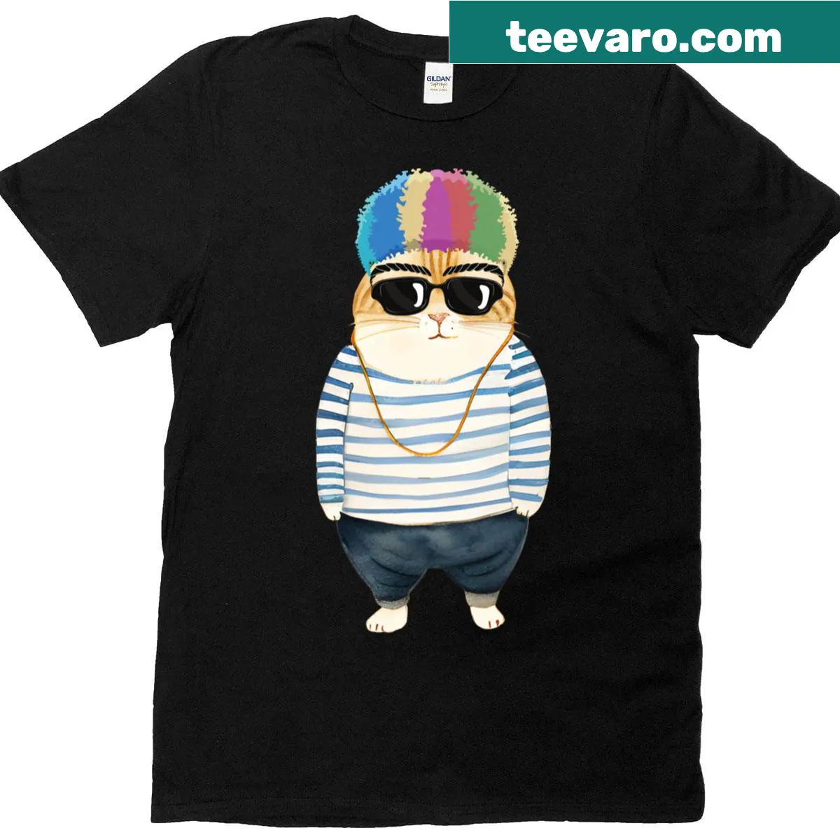 T-shirt with a humorous cat graphic and clever slogan — on a men's t-shirt