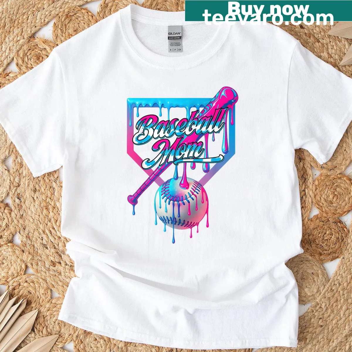 Humorous Mother's Day shirt featuring baseball and ice cream graphics. — on a men's t-shirt