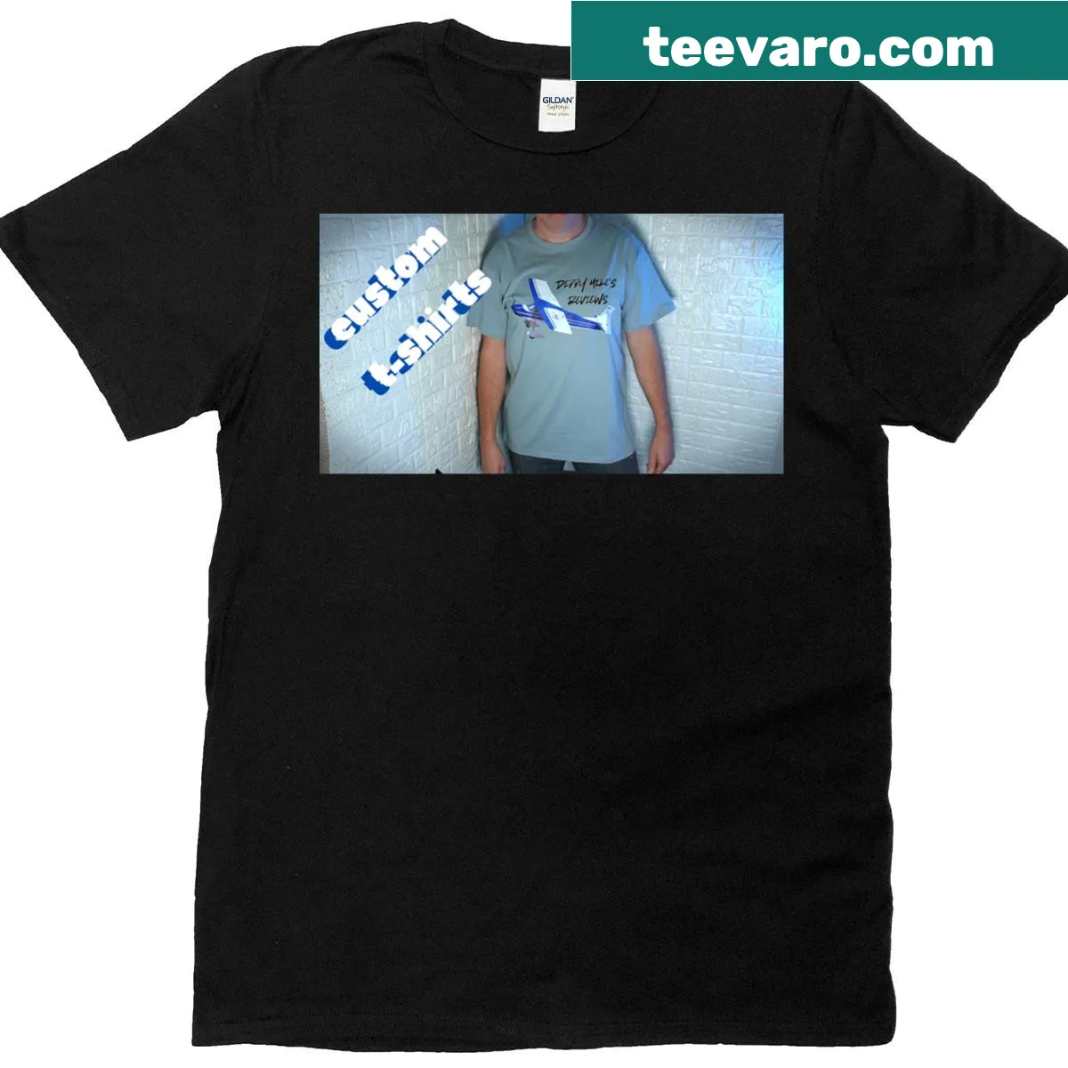 Personalized unisex crewneck tee for custom text and images — on a men's t-shirt