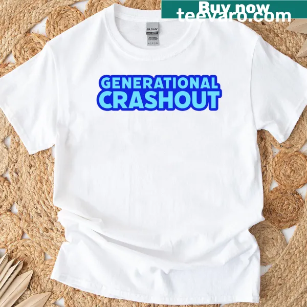 Abstract graphic t-shirt exploring generational themes in blue.