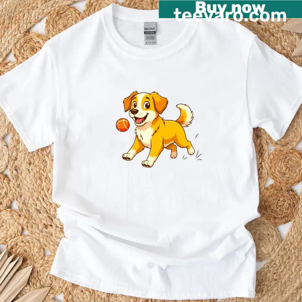 Illustration of a golden retriever on a casual t-shirt