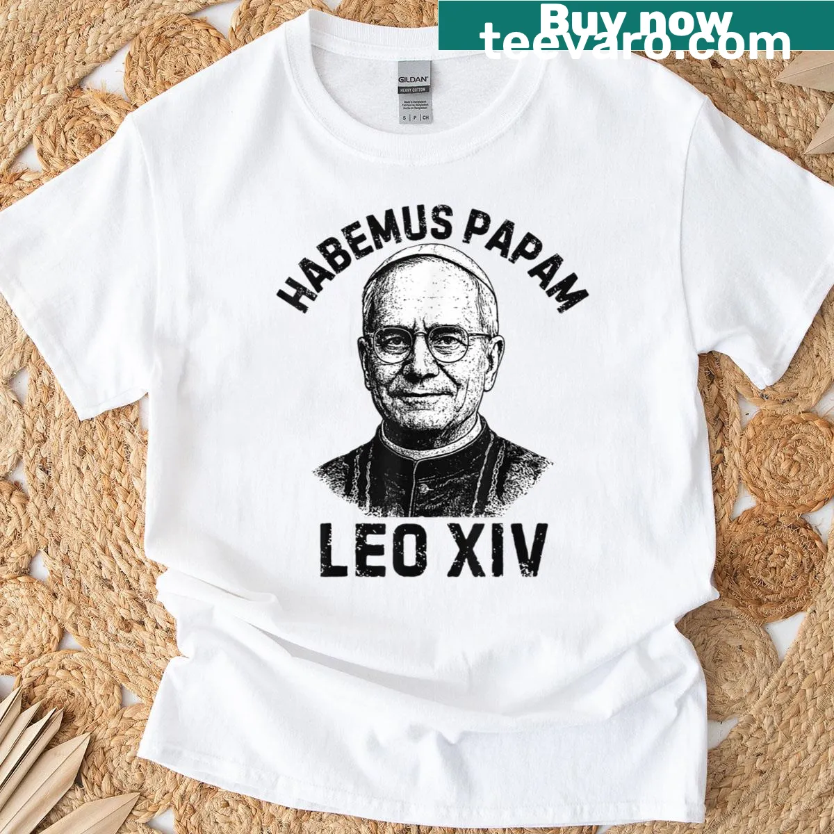 Habemus Papam text design on a t-shirt — on a men's t-shirt