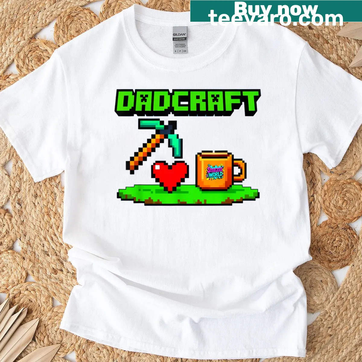 T-shirt with 'Dadcraft' text celebrating gamer dads for Father's Day — on a men's t-shirt