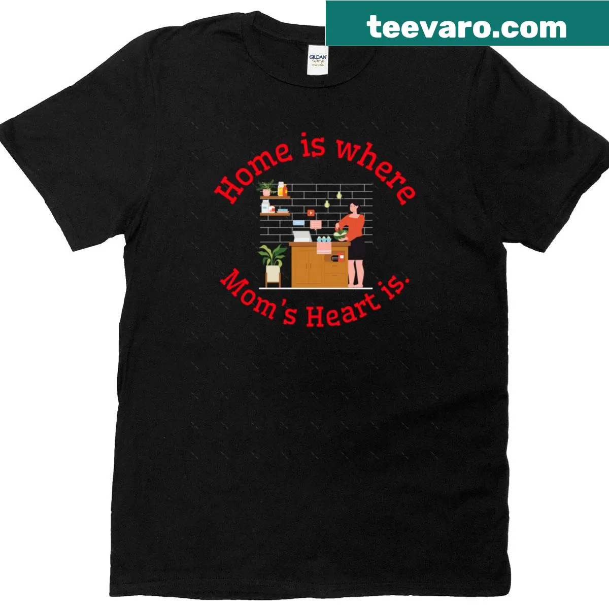 Oversized t-shirt saying 'Home Is Where Moms Heart Is' — on a men's t-shirt