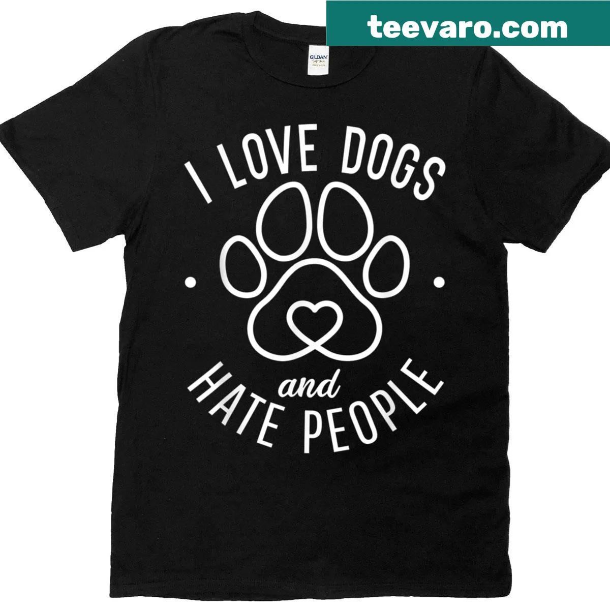 Humorous dog lover T-shirt with 'Love Dogs Hate People' quote — on a men's t-shirt