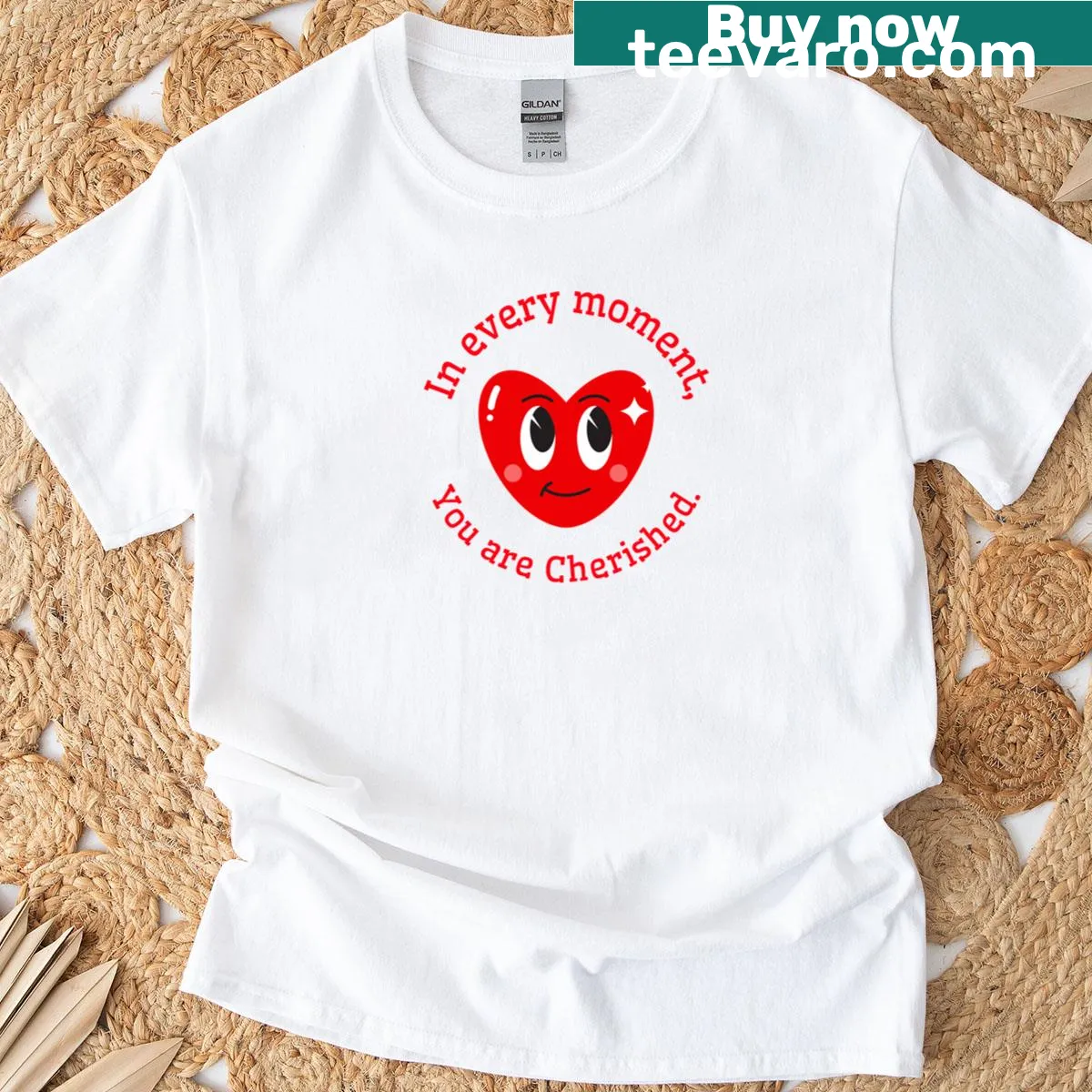 T-shirt with the message 'In Every Moment You Are Cherished' — on a men's t-shirt