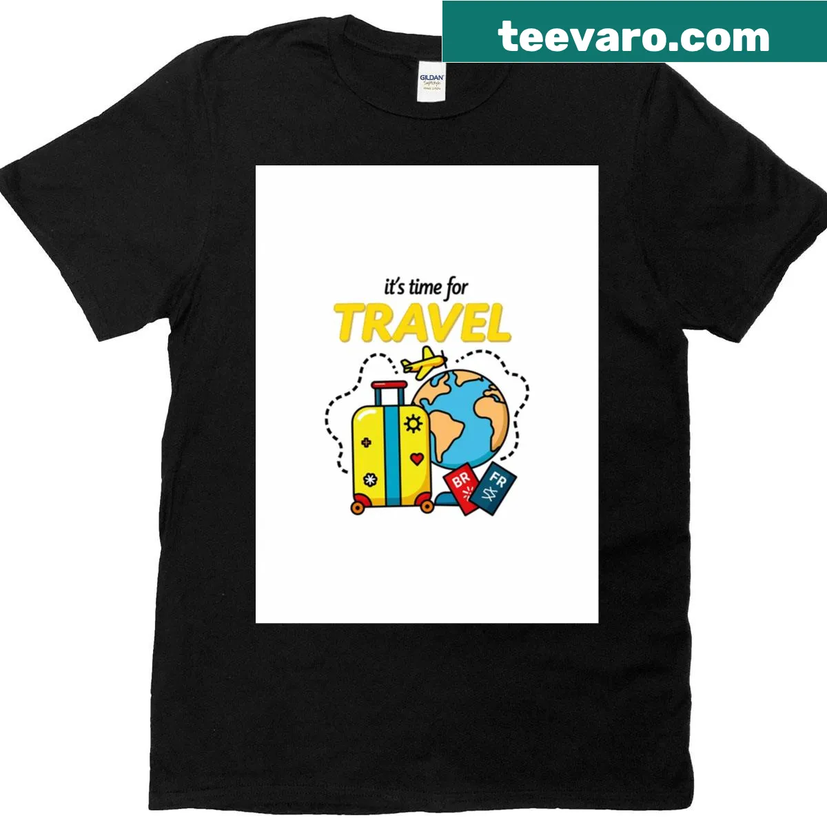 Pixel art travel design on a summer-themed T-shirt — on a men's t-shirt