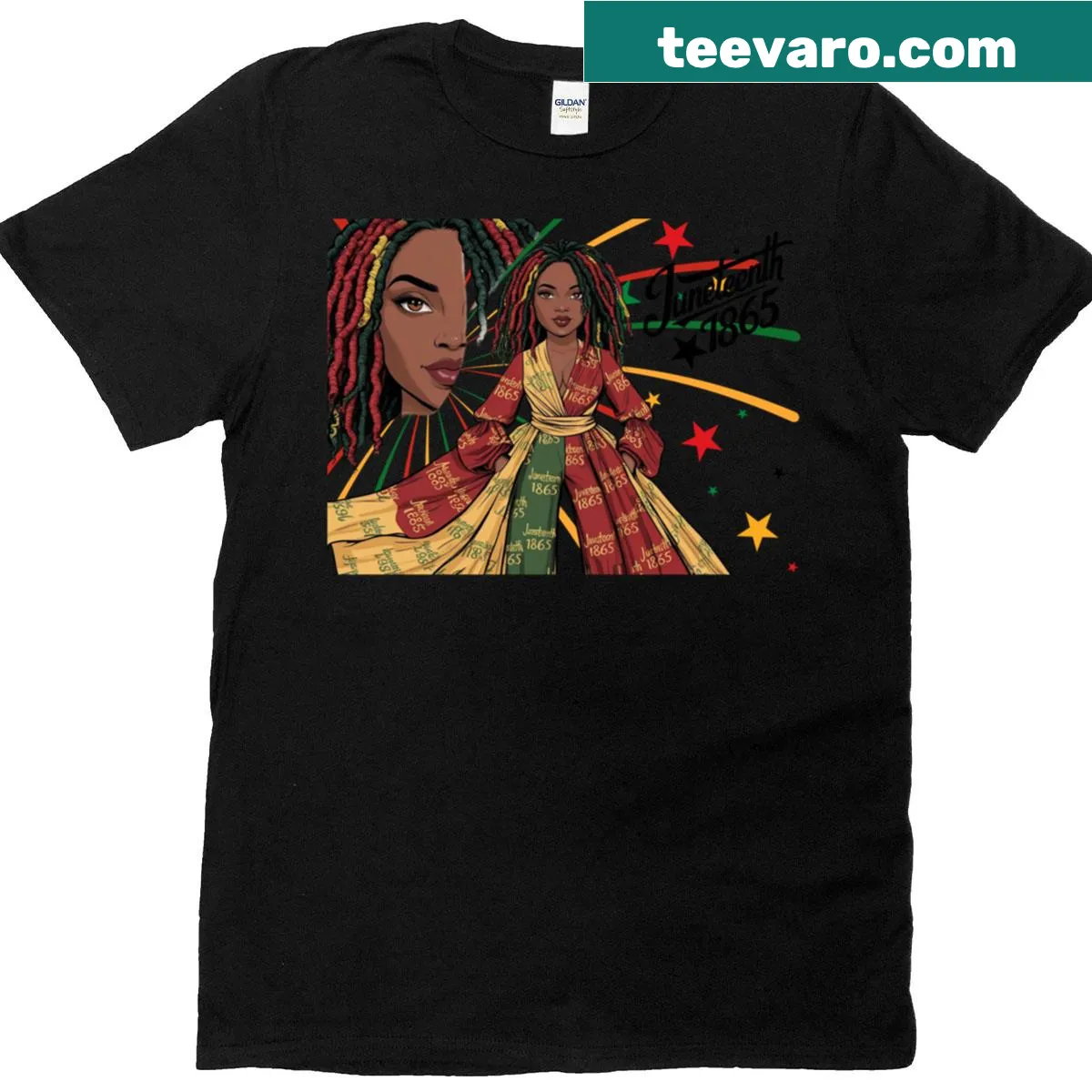 Oversized T-shirt celebrating Juneteenth with historical significance — on a men's t-shirt